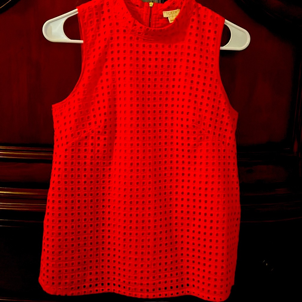 I Crew poppy red sleeveless lined blouse